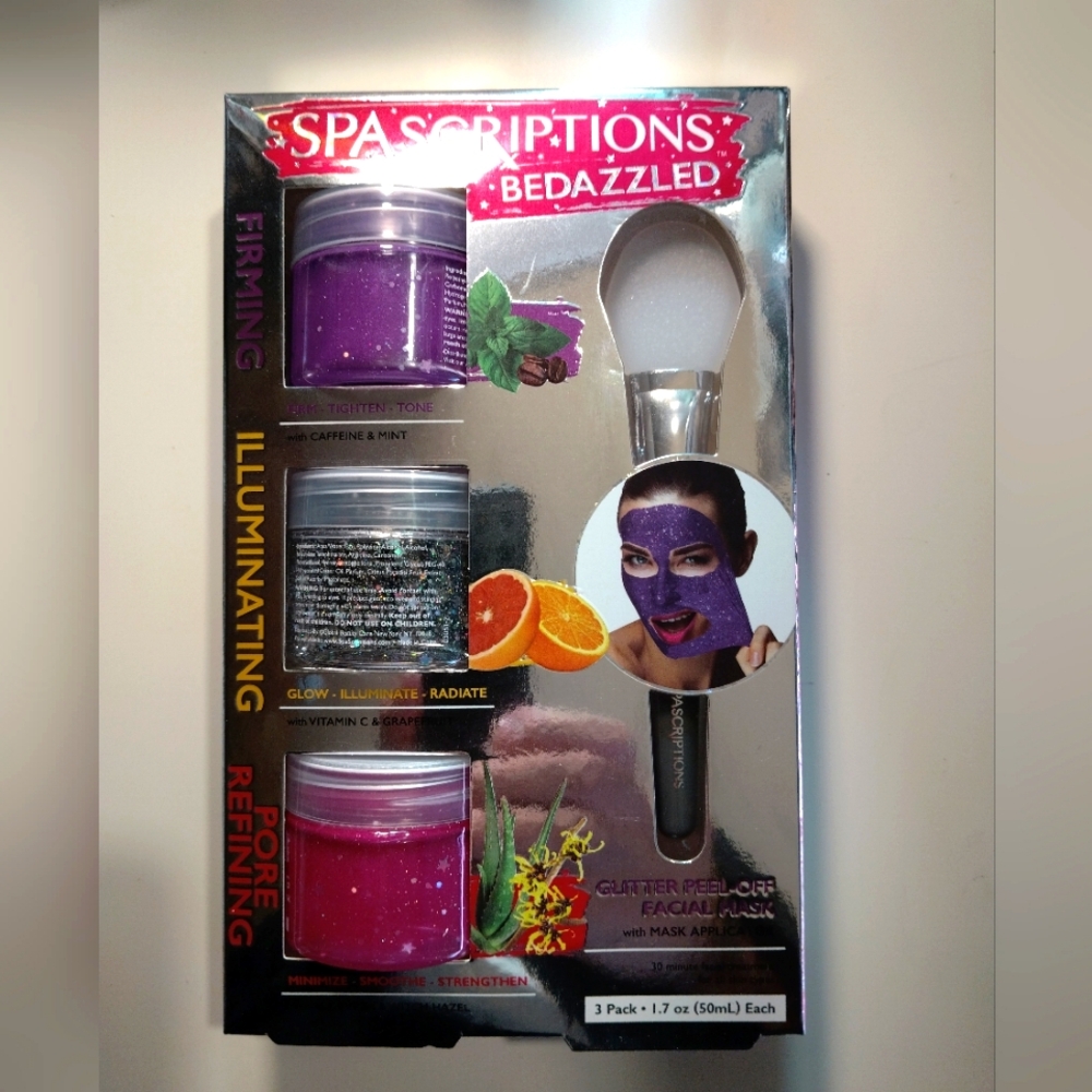 Bedazzled Glitter Peel-Off Facial Mask Set - Purple, Silver